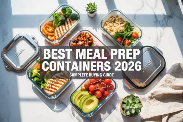 Best Meal Prep Containers 2026 Buying Guide — colorful prepped meals in glass and BPA-free containers on a marble countertop