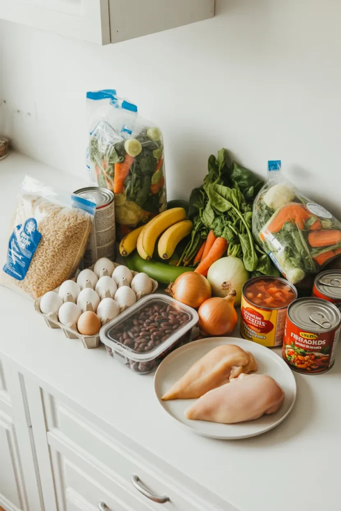 Cheap grocery haul for meal prep on a budget with all the essentials for a week