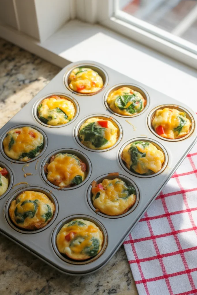 Easy egg muffin cups with vegetables for budget breakfast meal prep
