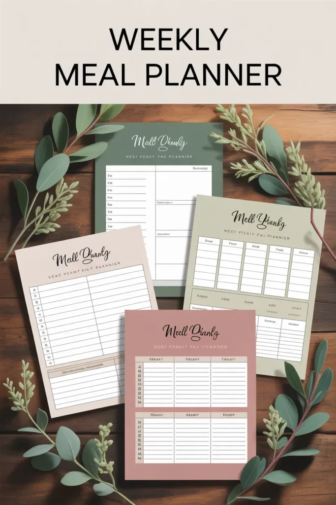 Filled-in weekly meal planner printable with handwritten meals and fresh produce