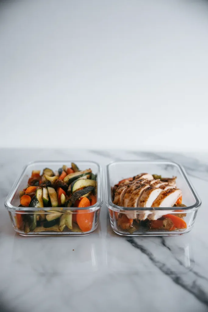 Fresh versus expired meal prep food comparison for food safety signs