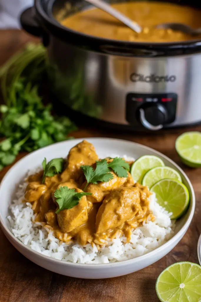 Gluten free slow cooker coconut curry chicken meal prep dinner