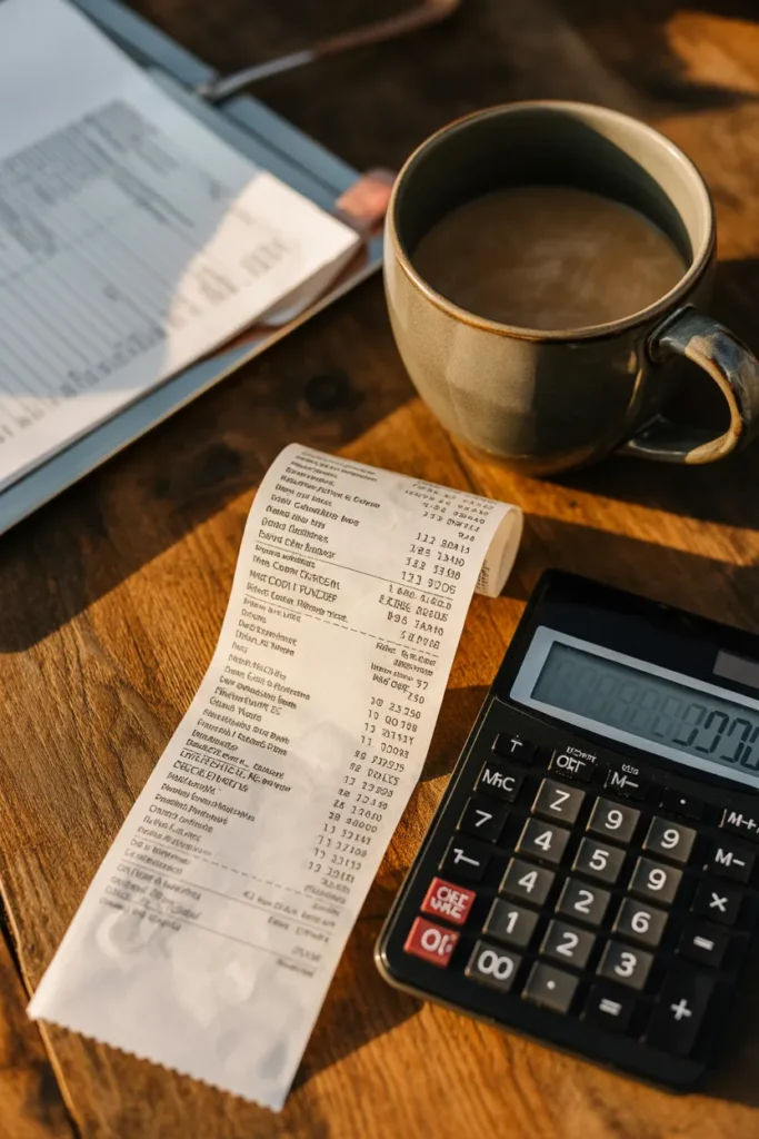 Reviewing grocery receipt to stick to a cheap meal prep budget