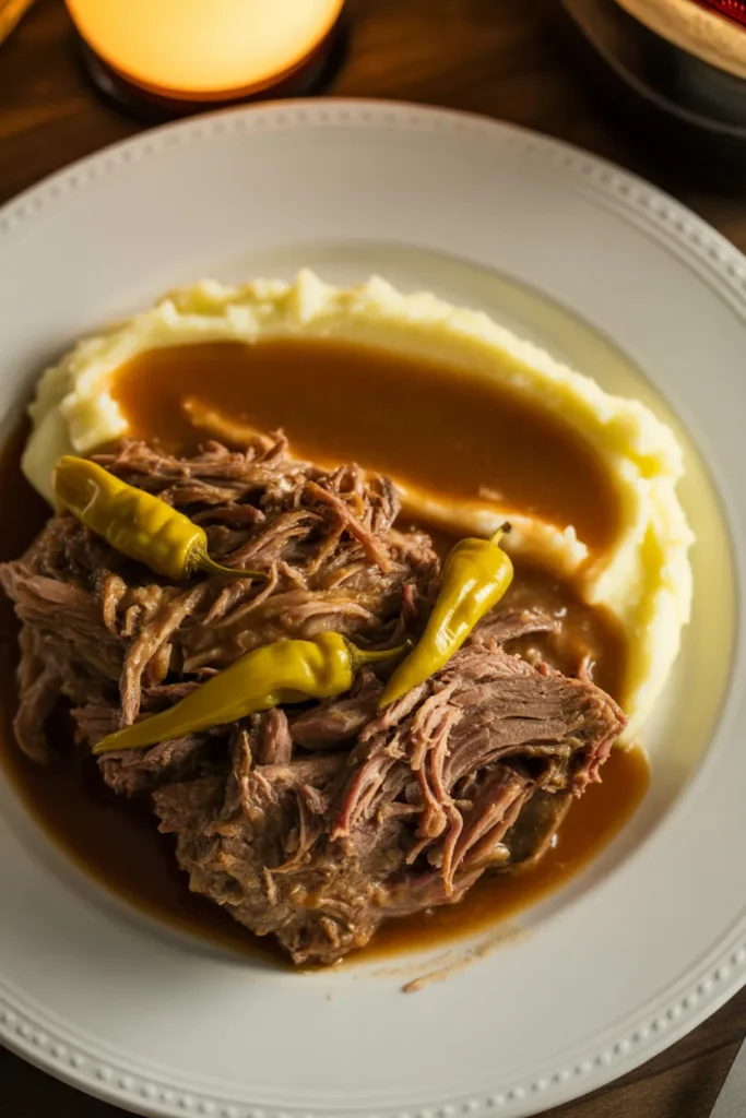Slow cooker Mississippi pot roast — fork-tender dump and go beef recipe for easy one pot dinners