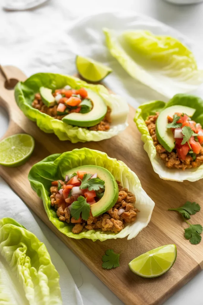 low calorie turkey taco lettuce wraps for healthy meal prep weight loss plan
